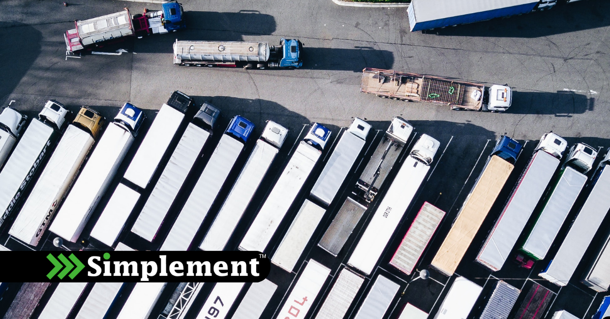 simplement logo, supply chain trucks