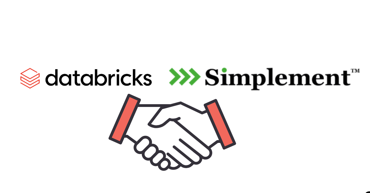 simplement logo, databricks logo, shake ahnds, partnership